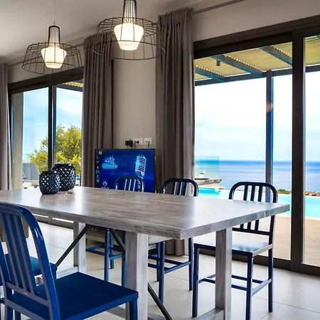 New Blue With Private Pool At Trapezaki *